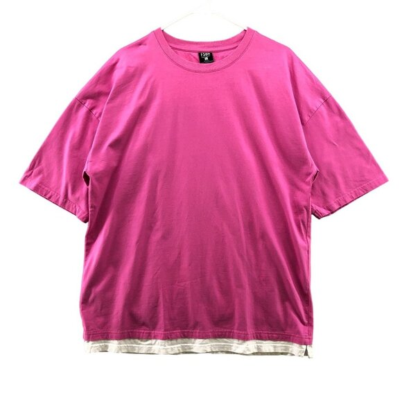 FSBN Womens Oversized Pink T Shirt Side Vents Relaxed Size Large L Retro - Picture 1 of 11